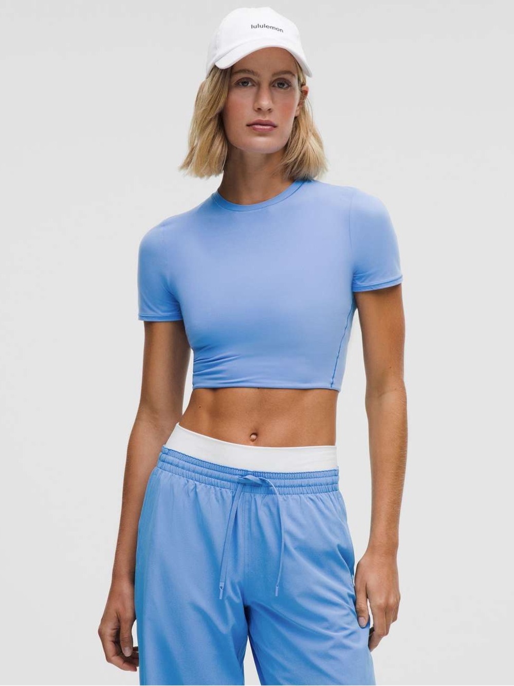 Lululemon Wundermost Ultra-Soft Nulu Cropped T-Shirt – XS (darker blue